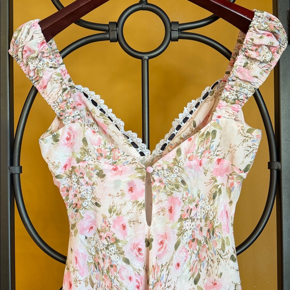 FOR LOVE & LEMONS Emmaline Floral Lace Trim Maxi Dress - Picture 10 of 17